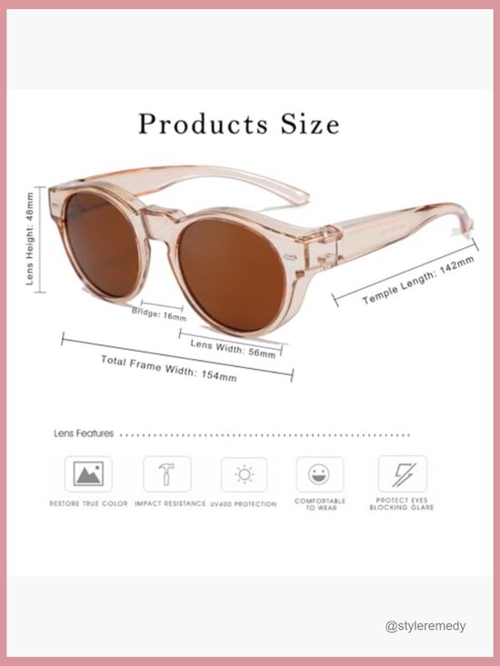 Polarized Fit Over Sunglasses Round Retro Style Driving Travel main image 6